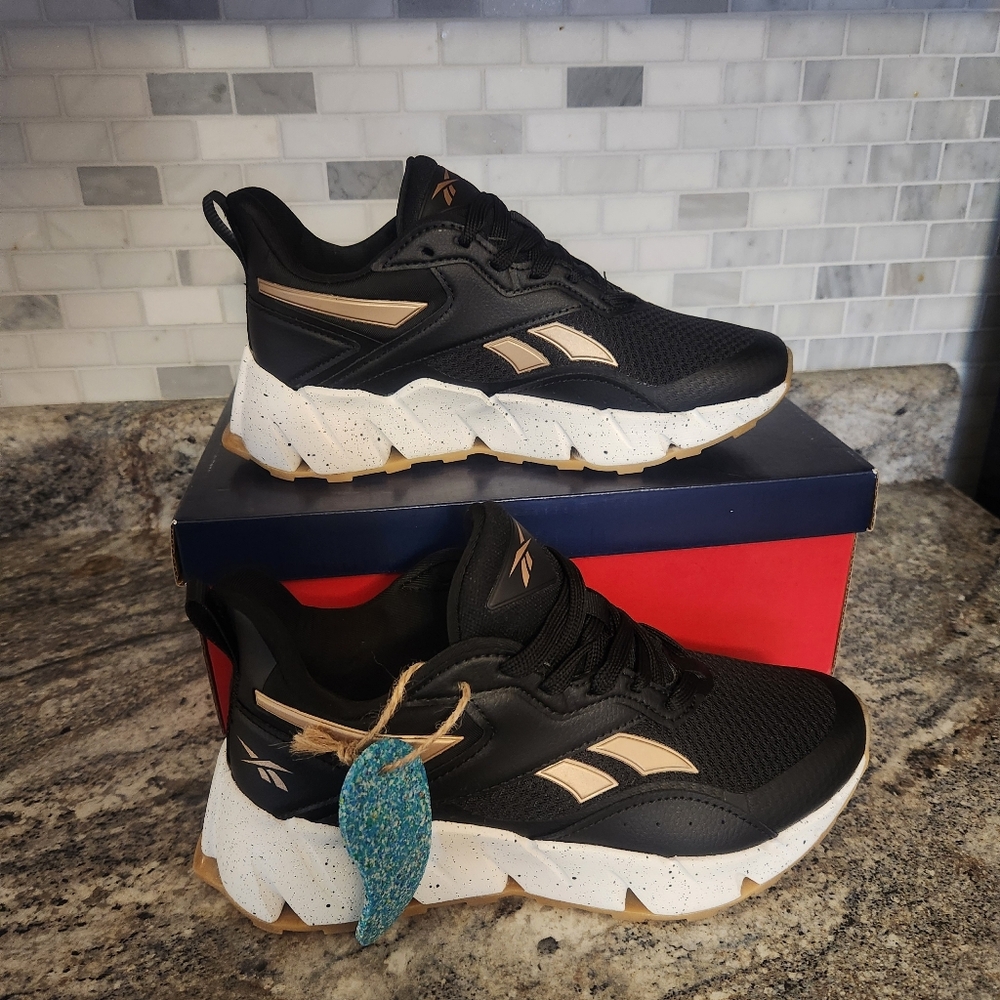 Reebok Women's Black and Tan Sneakers